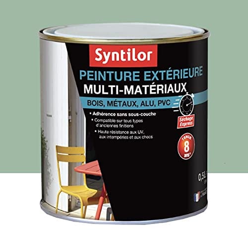 SYNTILOR - Peinture Extérieure Multi-Matériaux Vert Provence Satiné RAL 6021 0,5L