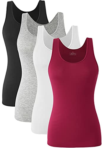 Ymmchy Women Stretch Tank Tops Basic Vest Tops Lightweight Undershirts 4-Pack