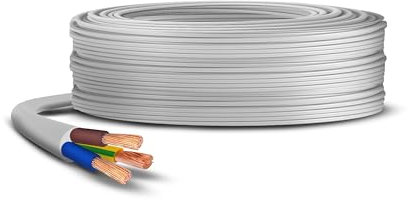 Primes DIY 3 Core Round White Flex Flexible Cable, stranded electrical copper wire, Insulated Flexible PVC Wire, Stranded Wire High Temperature Resistance, 3182Y BASEC Approved 2.5mm(50 Meter)