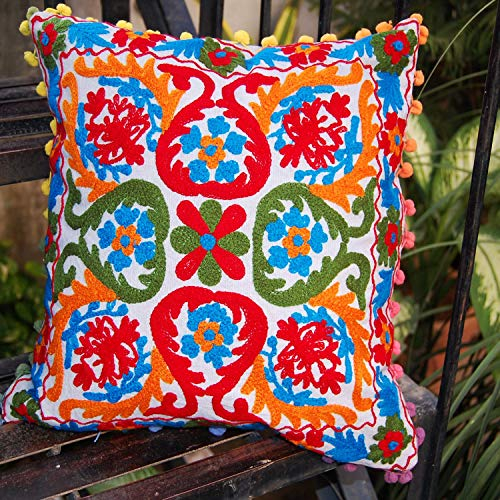 Multicolor, Suzani Cusion Cover Pillow Cover Pillow Cover Sofa Cushion Bench Cushion Pin Indian Embroidery Handwork Handmade Cushion Bedding (50)