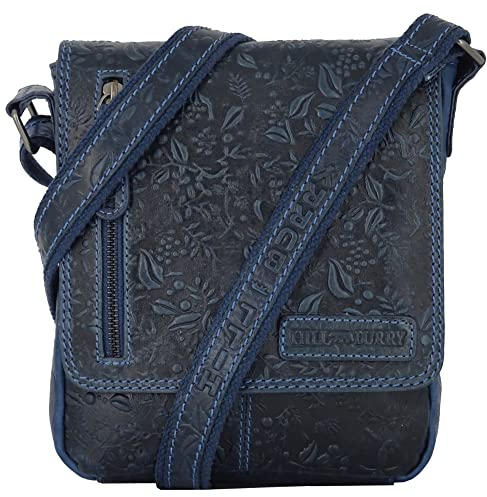 Hill Burry Umhängetasche Damen Frauen Leder Shopper Ledertasche Handtasche Lederhandtasche Schulterbeutel Abendtasche blau, ca. 20 cm Breit x 22 cm Hoch x 6,5 cm Tief, (XL 3109)