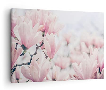 Quadro su Tela Magnolia Fiori Rosa Stampe da Parete 70x50cm Quadri Moderni Soggiorno Camera da Letto Cucina 1 pezzo Piccoli Decorazione Murale Wall Art Canvas Grafica Immagini AA70x50-4396