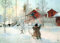 Kunstkarte Carl Larsson Das Bauernhaus und das Waschhaus