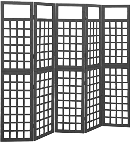 vidaXL 5-tlg. Paravent/Spalier Massivholz Tanne Schwarz 201,5x180 cm