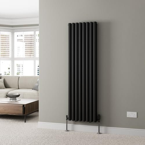 DuraTherm® 1600 x 480mm Black Vertical Designer Radiator Double Column Oval Tube Modern Central Heating Panel Bathroom Radiators