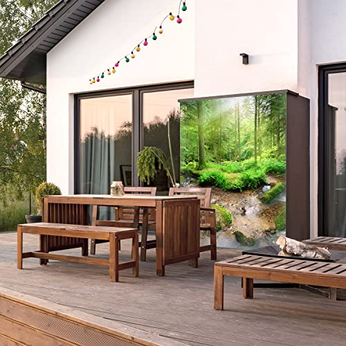 dedeco Outdoor-Rückwand Dekor Wand für Garten, Terrasse, als Außenfassade Paneel Motiv: Wald V3, 300 x 150 cm, wasserfest, robust, als Wandverkleidung aus Aluminium, einfach renovieren