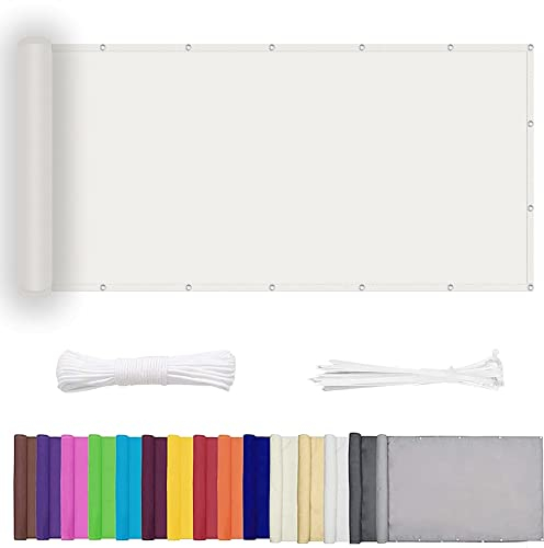 Balkon Sichtschutz Seitenmarkise 120 x 400 cm UV-Schutz Wetterfester 100% Privatsphäre Sun Segel Witterungsbeständig Oxford für Seite den Balkon Garten Terrasse, Elfenbein