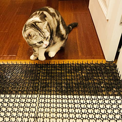 Cat Scat Mat with Spikes Outdoor Indoor, Counter Tops Couch Furniture Cat Repellent, Black Cuttable Connectable Cat Deterrent, 13 × 16 (Size : 40 pcs)