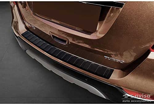 Avisa Matt-Schwarz Edelstahl Heckstoßstangenschutz kompatibel mit Opel Mokka X 2016- 'Ribs'