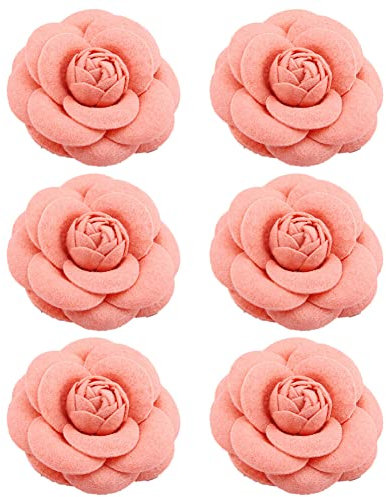 URFEDA 6pcs Fleur Broche Corsage Tissu Camélia Broche Vintage Broche Pince Veste Pull Bijoux Cadeau pour Vêtements Sacs à Dos Décor Mariage Noël Femme Vetement Décoration Accessoires Rose