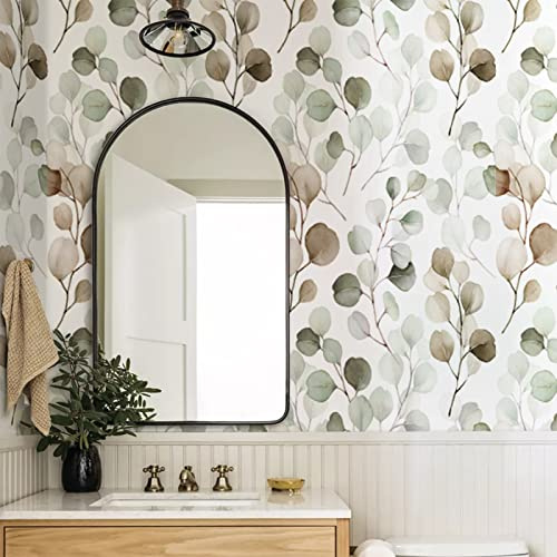 Papiers Peints Feuilles Vert Taupe Papier Peint Adhesif Mural Salon Papier Adhesif pour Meuble Papier Peint Intissé Facile à Peler Papier Adhésif Décoratif Cuisine 40x250cm