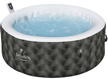 Bestway SaluSpa Barbuda UltraFit EnergySense Aufblasbarer Whirlpool Spa (180,3 x 66 cm) | Tragbarer Whirlpool mit energieeffizienter Abdeckung und integrierter Pumpe | Für bis zu 4 Personen | Black