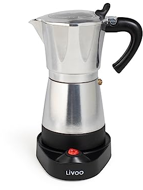 Livoo - cafetière italienne électrique DOD117A - 300ml, 6 tasses, 480W, aluminium, fonction maintien au chaud
