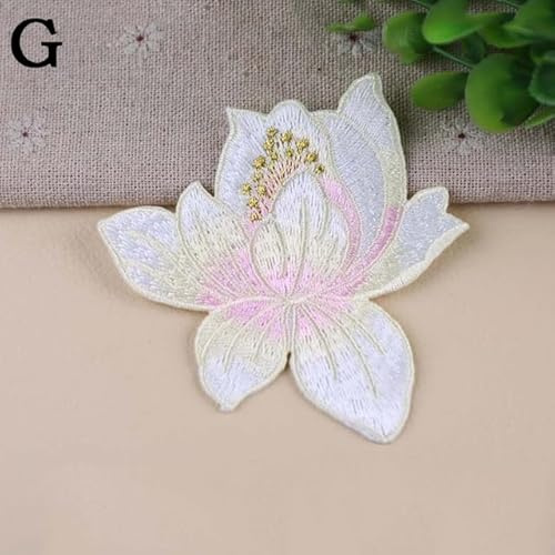 KUCOON 1 STÜCK Lilien-Blumen-Patches zum Aufnähen, Aufbügeln, bestickte Kleidung, Blumen-Aufkleber, Applikation, DIY, Bekleidung, Nähen, Abzeichen, Paste, Basteln