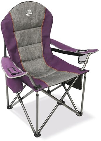 LANMOUNTAIN Camping Chairs for Adults,High Back Folding Camp Chair with Cup Holder and Cooler Bag,Heavy Duty Outdoor Lawn Chairs,Perfect for Camping,Hiking,Picnics,and Beach Trips,Purple