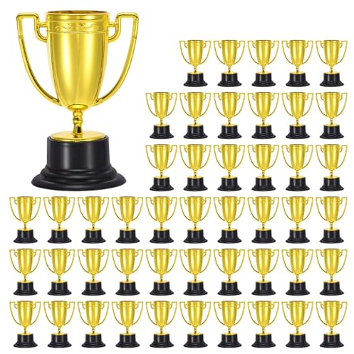 PATIKIL 48 Pack Mini Trophées en Plastique Doré de 3,3 Pouces - Coupes de Trophées Petites pour La Première Place - Récompenses pour Les Tournois de Sports Football-Cadeaux pour Fêtes