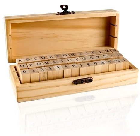 42 Holzstempel zum Basteln, Holzbuchstaben, Alphabet, Stempel für Kartenherstellung, Scrapbooking, Ton