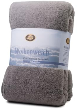 Gözze - Wolkenweich Kuscheldecke, Schaffellimitat, 100% Polyester (Mikrofaser), 150 x 200 cm - Silber