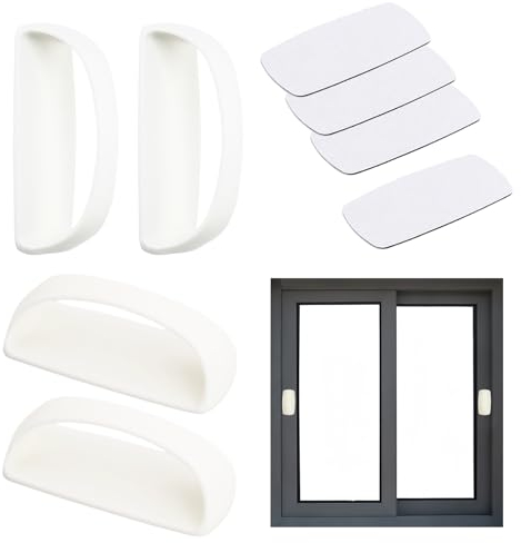 2 Paires Poignées Adhésives Tiroir, Poignées de Porte de Balcon Adhésives, Poignée Autocollante, Collant Bouton de Meubles Auto-Adhésif pour Fenêtres Armoires Cuisine Commode