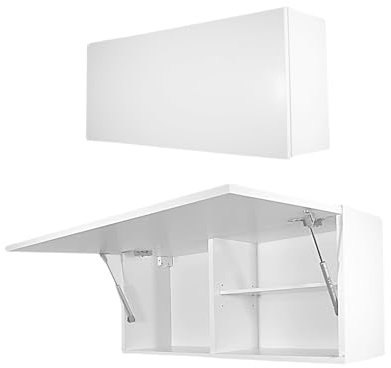 Milionmeblicom Badezimmerschrank Laura Hängeschrank Badezimmermöbel Klappbarer Badezimmer Wandschrank Teleskopöffnung - Mattweiß/Mattweiß, Maße 30 x 80 x 23 cm