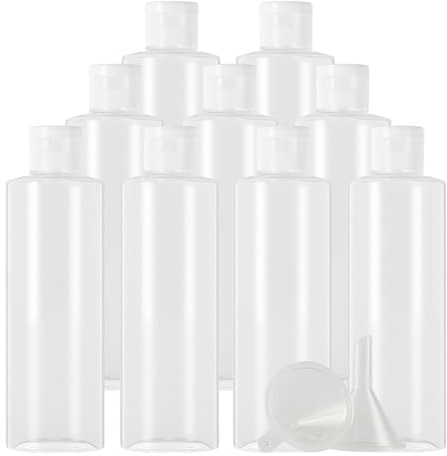 PQPAUTY 48 pièces 200ml Transparent Vide Plastique Bouteille avec Transparent Bouchon à Bascule de Lotion pour lotions crèmes gels shampooing