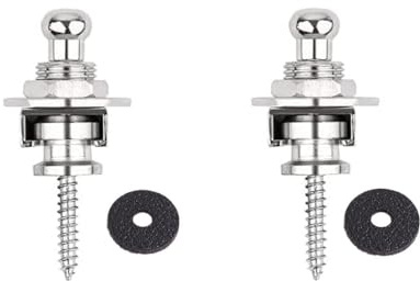 Acrylic 2 Stück Gitarrengurt Lock aus Metall, leicht zu entfernen, für Gitarre, Bass, Sicherheitsbefestigungen, Silber, 32mm