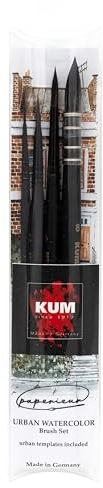 KUM 5146916 - Set de pinceaux 4 pièces, pinceaux d'artiste pour l'aquarelle, Urban Watercolor Brush Set