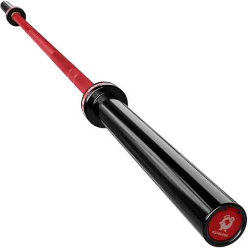 RICHUANG 7ft Olympic Barbell Weight Bar for Weightlifting,Powerlifting,CrossFit Training,500 lbs Max Load Capacity,Q235 Steel,2 Inch Olympic Strength Training Bar for Home Gym,Exercises Fitness Equipment 500LBS-Red