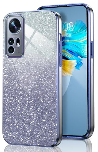 GOGME Glitter Cover per Xiaomi 12 Lite, Tlaio Elettrolitico Silicone TPU Antiurto Trasparente/Brillare Protective Custodia. Blu