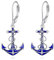 Anker Ohrringe Sterling Silber Nautische Drop Ohrringe Lenkrad Faden Ozean Meer Nautische Thema Schmuck Geschenke für Damen Mädchen (Blauer Anker)