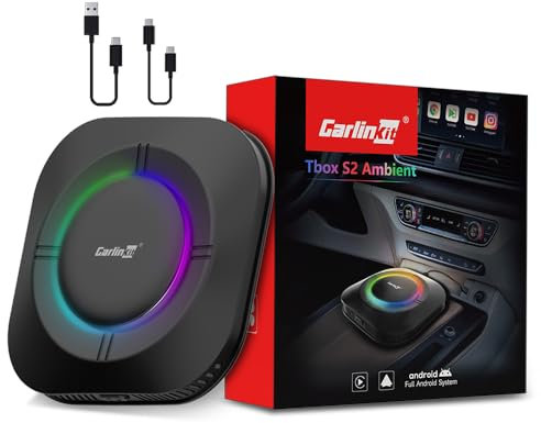 CarlinKit Tbox Ambient Android 13.0 CarPlay Ai-Box, RAM 4G + ROM 64G, für Autos mit integriertem CarPlay, unterstützt CarPlay und Android Auto, 4G Cellular, Google Play Apps Download, YouTube
