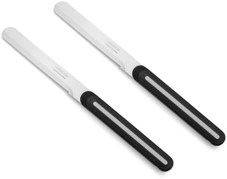 Arcos Serie B-Line - Juego de 2 Cuchillos de Mesa | Cuchillos de Desayuno - Hoja Serrada de Acero Inoxidable NITRUM de 100 mm - Mango Polipropileno - Color Negro