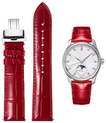 FOUUA Uhrenarmbänder Echtes Leder Uhrenarmbänder Alligator Geprägte Ersatz Faltschließe Armbänder 12 13 14 15 16 17 18 19 20 21 22 24mm