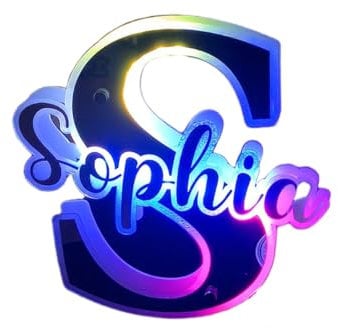 Personalised Name Mirror Led Light Sign Custom Acrylic Initials Light Up Sign Name Mirror Lamp Led Letter Night Light for Bedroom Wall Art Table Decoration Gifts for Christmas Birthday-12 Colors