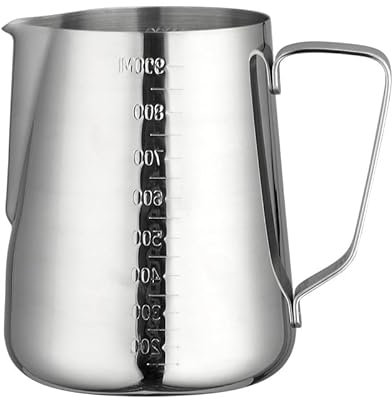 Milk Jug for Coffee Machine,Stainless Steel Milk Jug Milk Frothing Pitcher Jug Cup with Measurement Mark, Milk Pitcher Jugs Perfect for Barista Cappuccino Espresso Making (600ML)
