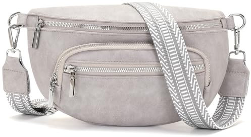 Sasrymnl kleine bauchtasche damen Hellgrau gürteltasche damen klein umhängetasche Veganes Leder handtasche crossbody bag brusttasche
