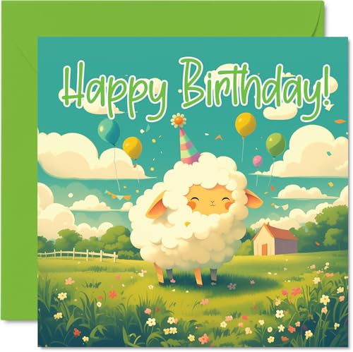 Stuff4 Geburtstagskarte mit Schaf-Motiv, Bauernhof-Party, Happy Birthday Karte für Sohn, Tochter, Bruder, Schwester, Enkel, Enkelin, Nichte, Neffe, Cousin, 145 mm