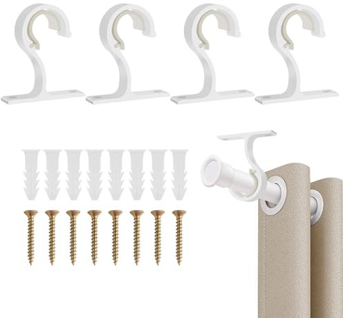 OCCOUMR 4 Stück Gardinenstange Halterung Ø 25 – 28 mm Aluminiumlegierung Vorhangstangenhalter Gardinenstangenhalter mit Dübelschrauben und Wandanker Deckenhalterung Gardinenstange