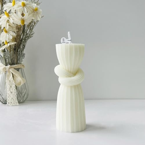 Dekorative Kerzen, ästhetische Kerze, dekorative Kerzen für Heimdekoration, große gerippte Stumpenkerzen, handwerklich, moderne Wellen, Duftkerzen, für Zuhause, Zimmer, Schlafzimmer, Regaldekoration