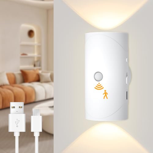 LED Motion Sensor Night Light Dimmable, Stick-On Battery Powered Wall Lights, AUTO/ON/Off Indoor Wall Lamp, Portable Smart Cupboard Light for Bedroom, Living Room, Bathroom, Hallway, Stair, Toddler