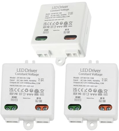 3 pcs LED Trafo Mini12V/DC,12V/DC 12W MiniLED Transformator,LED Driver - Gleichstrom Treiber,0-10W Mini Transforme2,LED Lampen Beleuchtungen Elektronischer Trafo