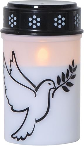 Star Trading LED Grablicht Dove, Grabkerze, Weiß, Taube, Warmweiß, Timer, Batterie, Außenbereich, 12,5 cm