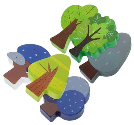 SOPOTUTU 6stücke Teiliges Holzbaum-spielzeugset Zubehör Für Holzeisenbahnschienen Baumdekoration Aus Holz Für Spielzeugeisenbahnschienen Eisenbahndekoration Miniatur Dekorativ Spielzeug