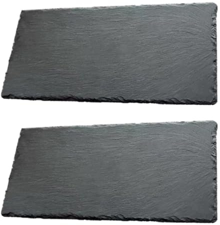 Veemoon 2 Pcs Black Insulated Stone Dessert Display Plates 25x12cm Household Serving Plates for Sushi and Snacks