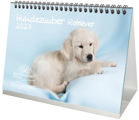 Hundezauber Retriever DIN A5 Tischkalender für 2027 Welpen und Hunde - Seelenzauber