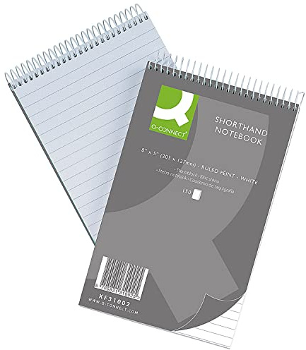Q-Connect Shorthand Notebook 150 Leaf Ruled Feint 203x127mm, Pack Size [ 10 ] SKU KF31002