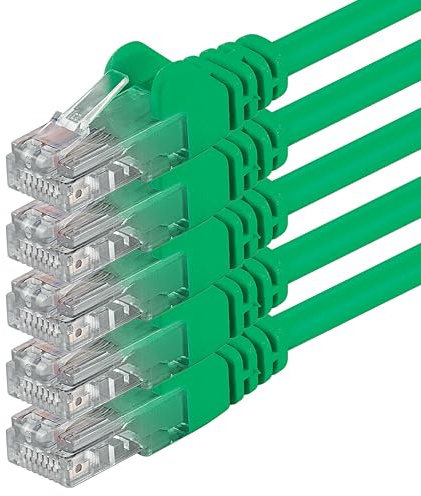 1aTTack.de 2m - green - 5 pieces - (PACK) - CAT.6 CAT6 Ethernet LAN network cable 1000 Mbit/s patch cable