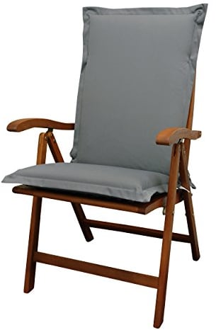 IND-70422-AUHL Sitzauflage Hochlehner Premium, extra dicke Polsterauflage mit Reißverschluss, 120 x 50 x 9 cm, Grau