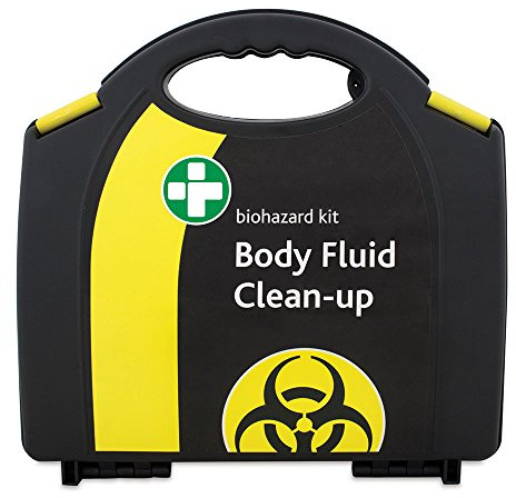 Reliance Medical - Biohazard Body Fluid Clean-Up Kit for The Treatment of Infectious Micro-Organisms - 2 Single Application Packs- Black/Yellow Wall Mountable Box