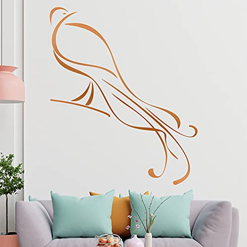 Pfau Linien Wandtattoo in 6 Größen - Wandaufkleber Wall Sticker - Dekoration, Küche, Wohnzimmer, Schlafzimmer, Badezimmer